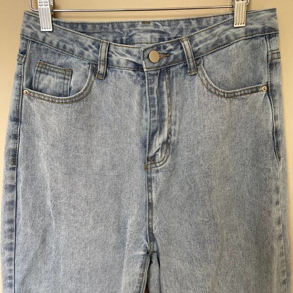 90s Y2K JEANS High Rise Butterfly Wide Boho Baggy Light Wash Size Medium - Picture 3 of 11